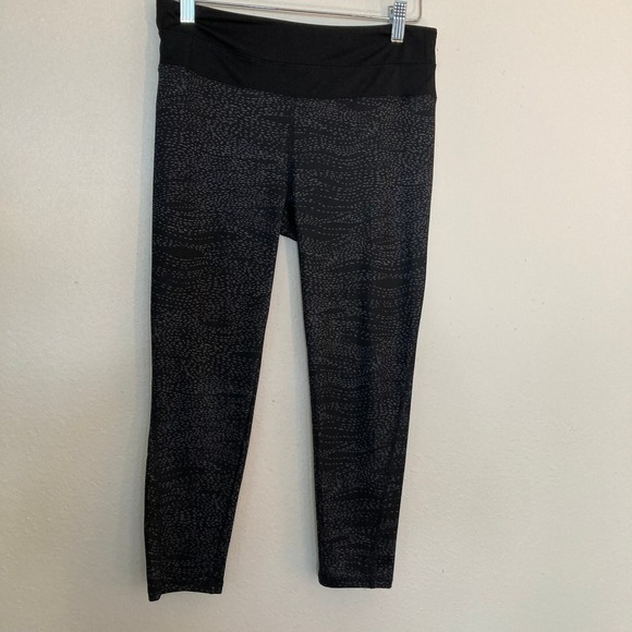 Columbia Womens Black Gray Dash Print Cropped Leggings Activewear Size S Small - Picture 2 of 9